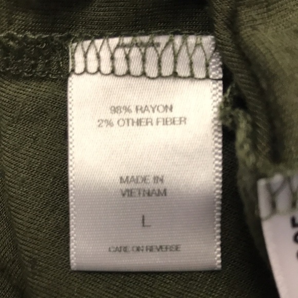 SOHO Jeans Women’s Manhattan Tee L Army Green Wrap Front Drapes Single Closure - Picture 12 of 13